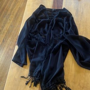 Black see through cardigan.